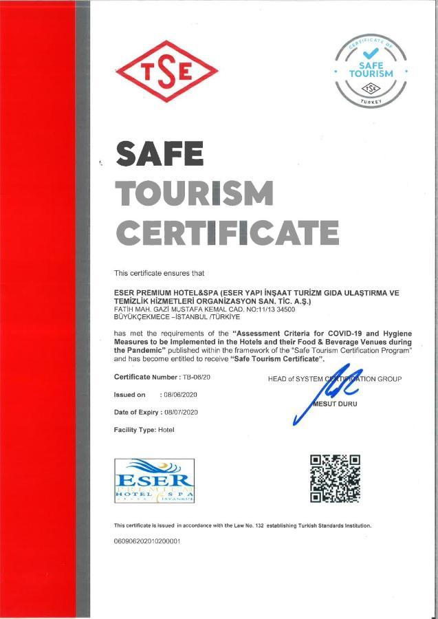 Eser Premium Hotel & Spa Бююкчекмедже Экстерьер фото Safe Tourism Certificate